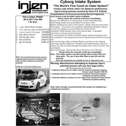 Injen Black Short Ram Intake w/ MR Tech | Fiat 500 2013 1.4L 4cyl (SP5022BLK)