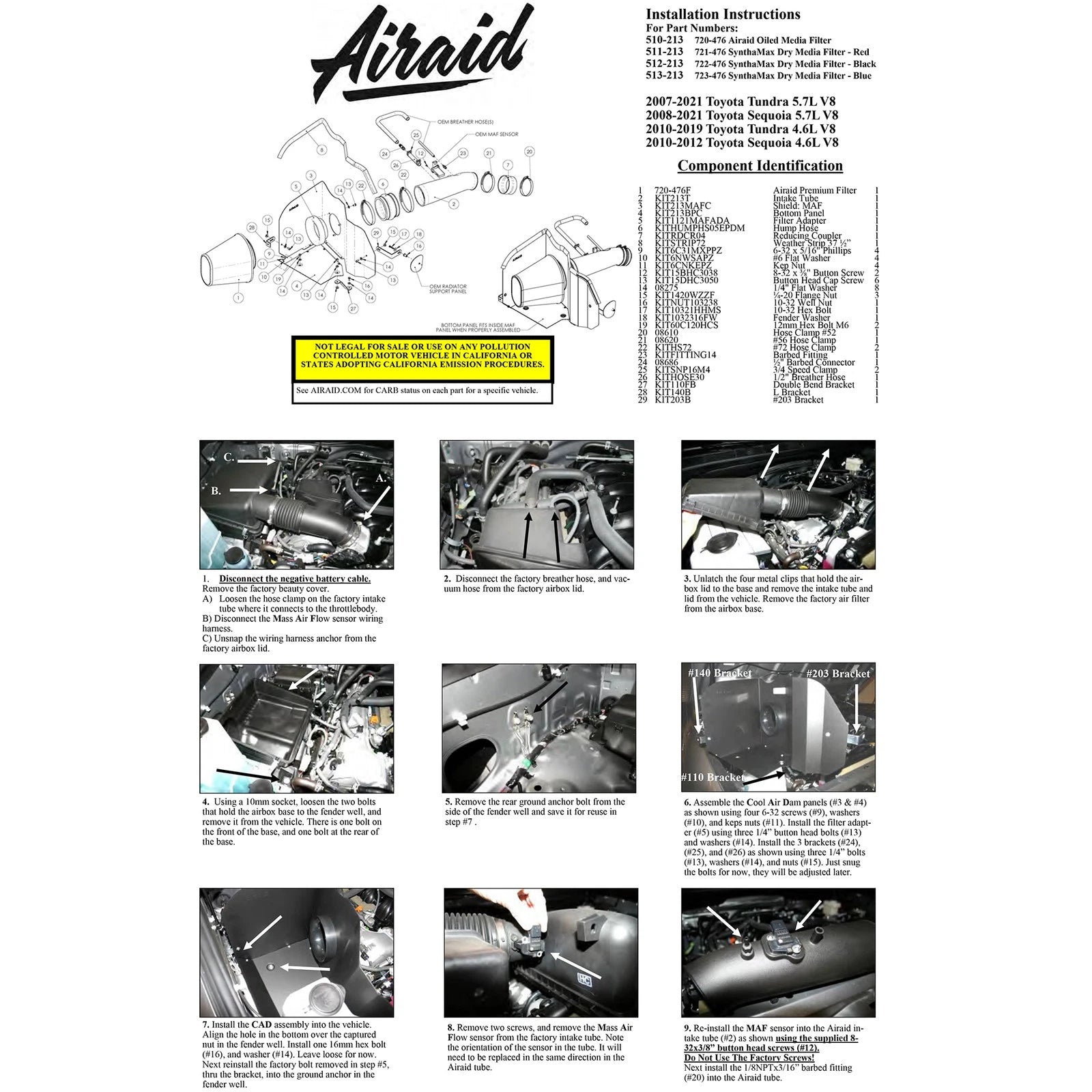 Airaid 4.6L/5.7L V8 Toyota Tundra/Sequoia CAD Intake System w/ Tube | Toyota Tundra/Sequoia (07-14) (511-213)