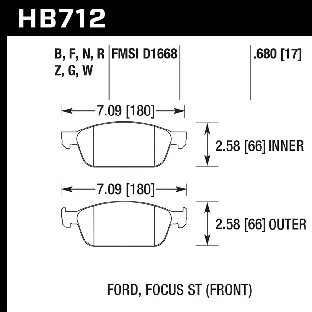 Hawk HPS Brake Pads - Front | 2013 Ford Focus (HB712F.680)
