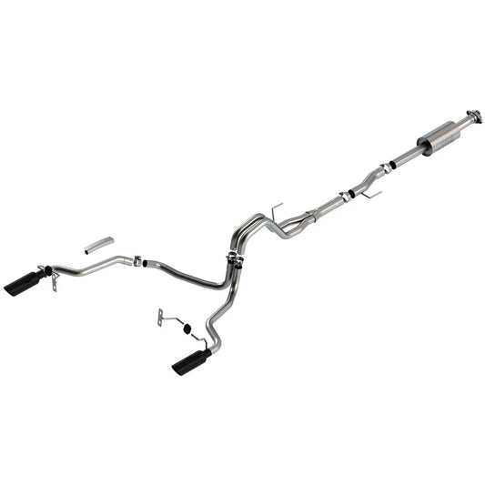 Borla 3" into dual 2.25" Cat-Back System | Ford F-150 (21) 2.7L/3.5L | Split Rear Exit Black Chrome Tips S-Type
