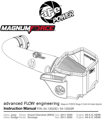 aFe Magnum FORCE Stage-2 Cold Air Intake Jeep Grand Cherokee 11-19 V6/V8 (54-13023R)