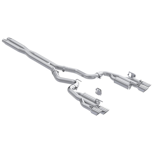 MBRP 2024+ Ford Mustang 5.0L Alum. SS 3in Cat-Back Dual Split Exhaust w/ Quad Tips (Valve Delete) | Ford Mustang (S7282AL)