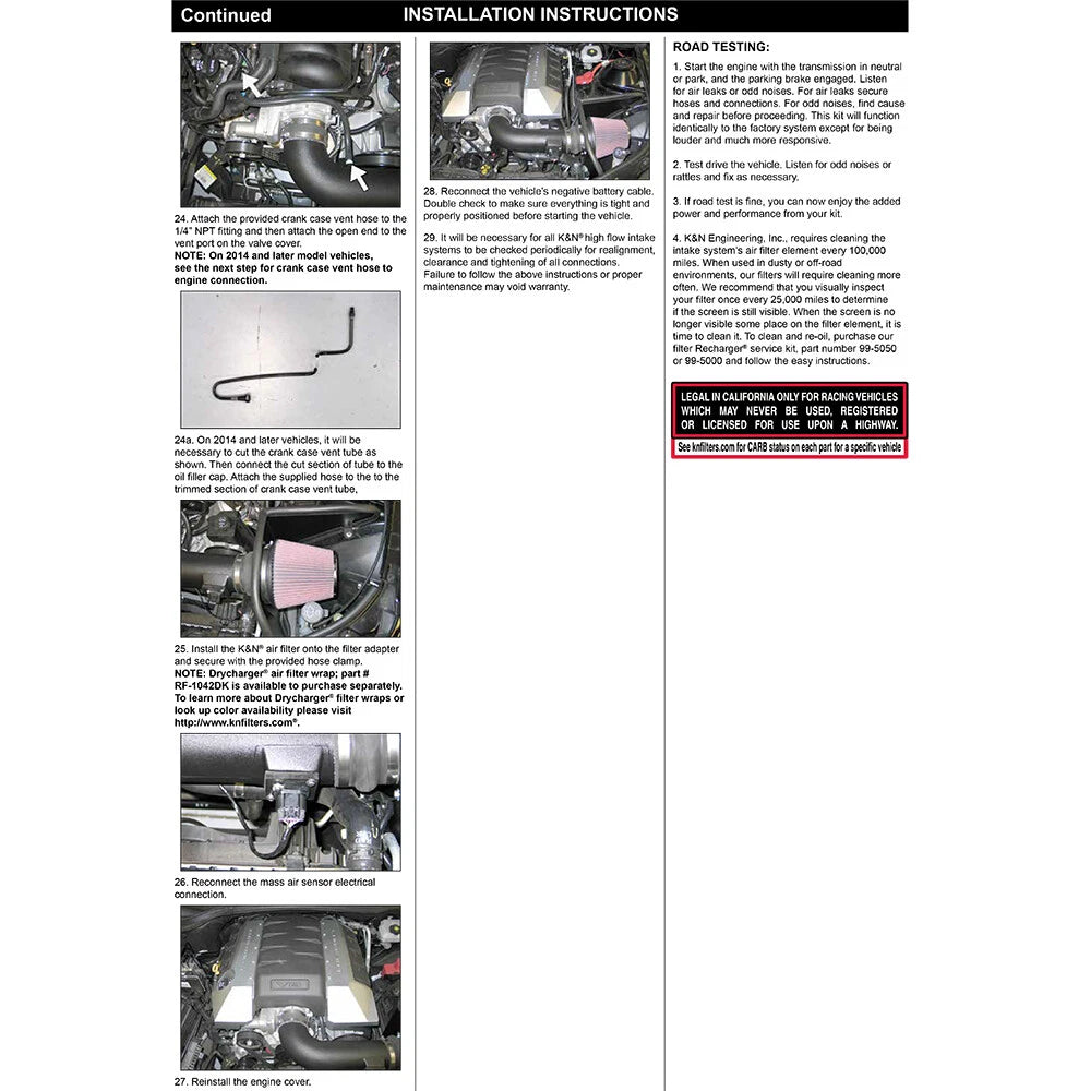 K&N Performance Intake | Chevy Camaro 6.2L V8 (10) (63-3074)