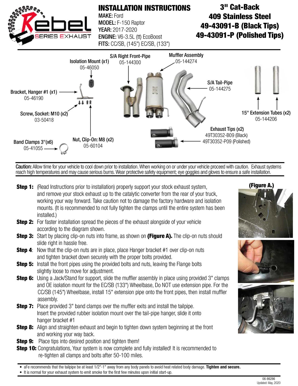 aFe Rebel 3in SS Cat-Back Exhaust | Ford F-150 Raptor V6-3.5L (17) (49-43091-B)