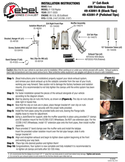 aFe Rebel 3in SS Cat-Back Exhaust | Ford F-150 Raptor V6-3.5L (17) (49-43091-B)
