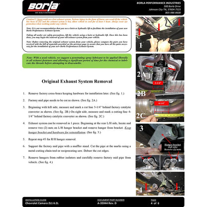 Borla Cat-Back Exhaust System - S-Type | 2017-2020 Chevrolet Camaro ZL1 6.2L (140726)