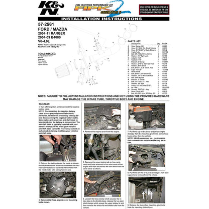 K&N Performance Intake Kit | Ford Ranger / Mazda B4000 V6-4.0L (57-2561)