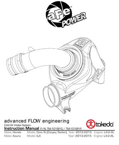 aFe Takeda Momentum Sealed Intake Stage 2 | Honda Civic Si 12-15 2.4L (TM-1018P-R)