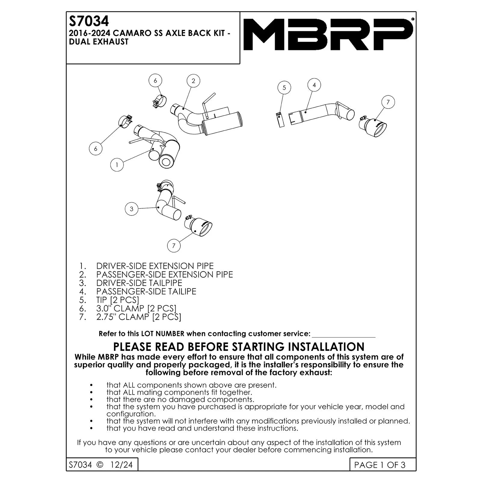 MBRP 3in Dual Rear Exit Axle Back w/ 4.5in OD Tips - BLK | Chevrolet Camaro SS (16-19) (S7034BLK)