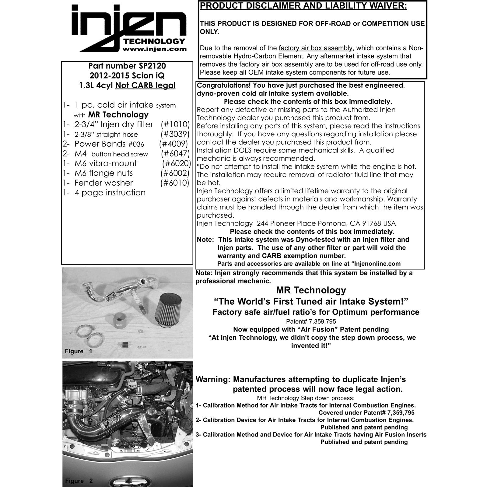 Injen SP Series Cold Air Intake | Scion iQ (12-14) 1.3L 4-Cylinder (SP2120BLK)