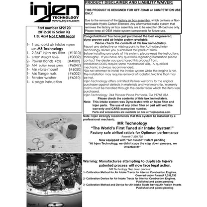Injen SP Series Cold Air Intake | Scion iQ (12-14) 1.3L 4-Cylinder (SP2120BLK)