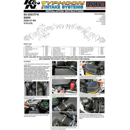 K&N 06-07 BMW M5 5.0L Flat Black Typhoon Short Ram Intake | BMW M5 (06-07) (69-2003TFK)