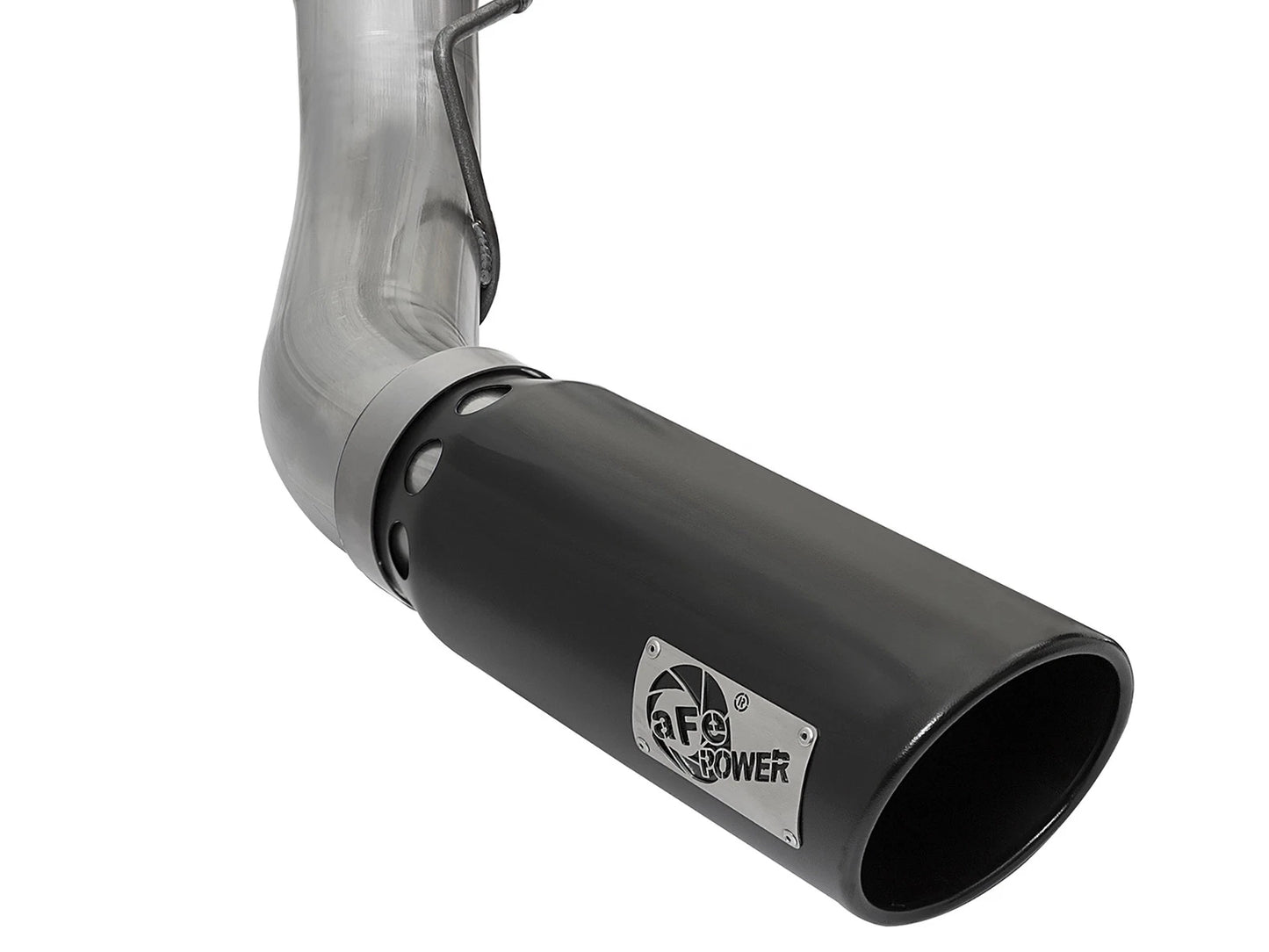 aFe Large Bore HD 5in 409 SS DPF Back Exhaust w/ Black Tip | Ford Diesel Trucks V8 6.7L (49-43090-B)