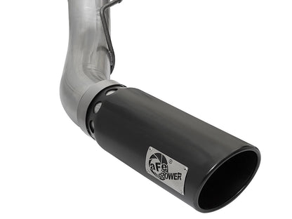 aFe Large Bore HD 5in 409 SS DPF Back Exhaust w/ Black Tip | Ford Diesel Trucks V8 6.7L (49-43090-B)