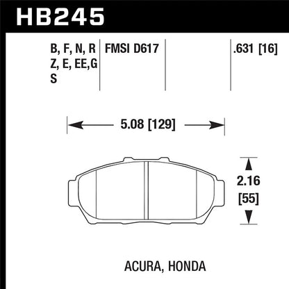 Hawk Performance HPS Front Brake Pads | Civic/Integra (93-01) (HB245F.631)