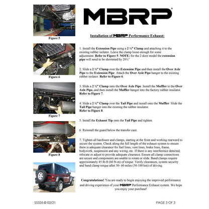 MBRP 2.5in. Cat-Back Single Rear Exit Black Exhaust | Jeep Wrangler / Rubicon 3.6L (12) (S5526BLK)