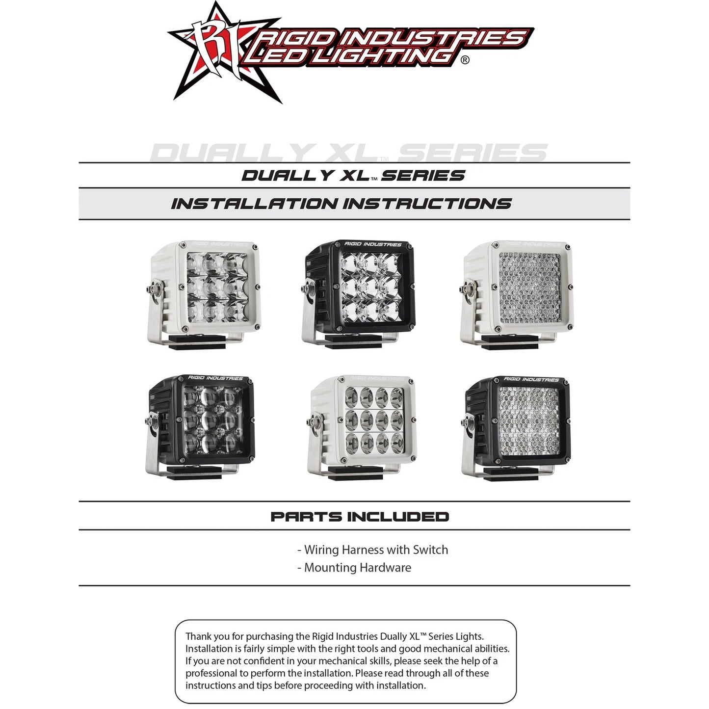 Rigid Industries Rigid D-XL Pro LED Light - Spot / Surface / Black Housing / Pair (RIG322213)