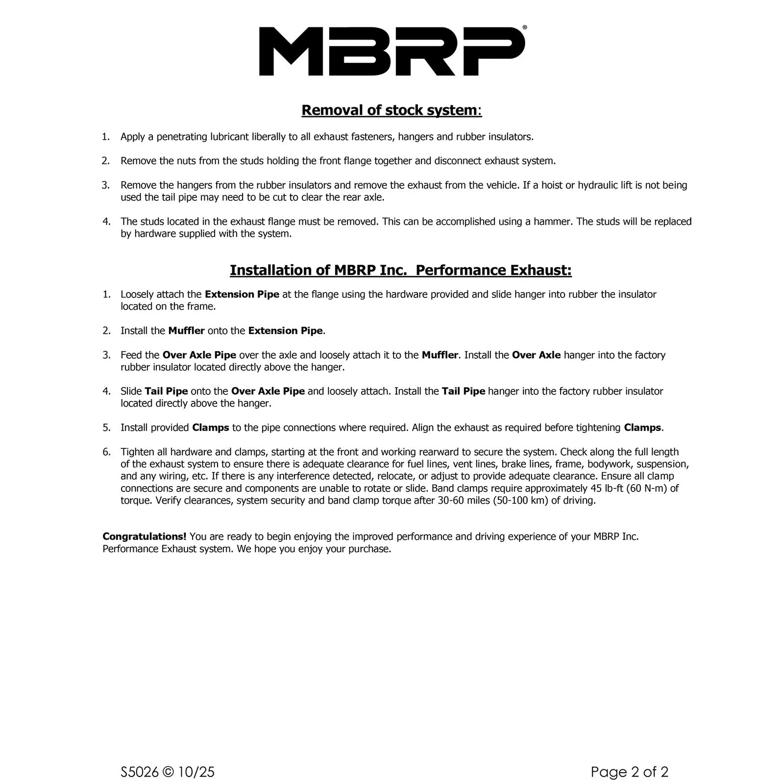 MBRP 3in. Cat-Back Single Side AL P Series Exhaust | Chevrolet/GMC Tahoe/Yukon 5.3L (00-06) (S5026P)