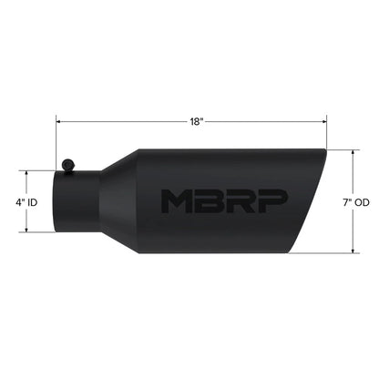 MBRP Universal Exhaust Tip 7in O.D. Rolled End 4in Inlet 18in Length - Black