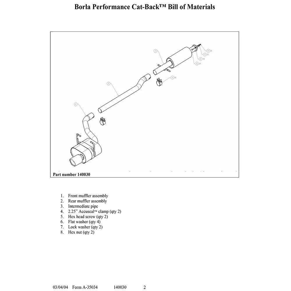 Borla Cat-Back Exhaust System - Touring | 2002-2007 Mini Cooper 1.6L (140030)