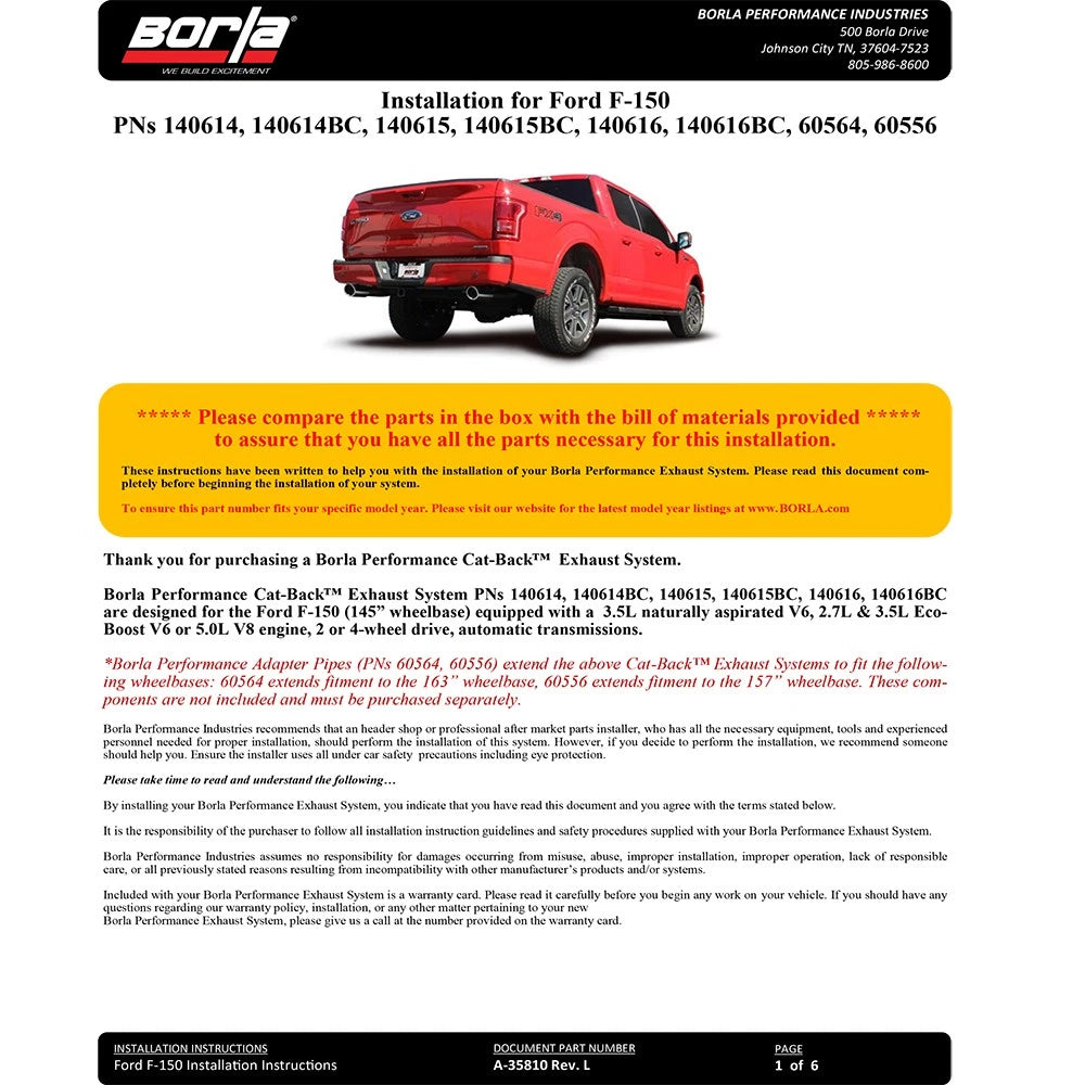Borla Cat-Back Exhaust System - ATAK | Multiple Fitments (140616)