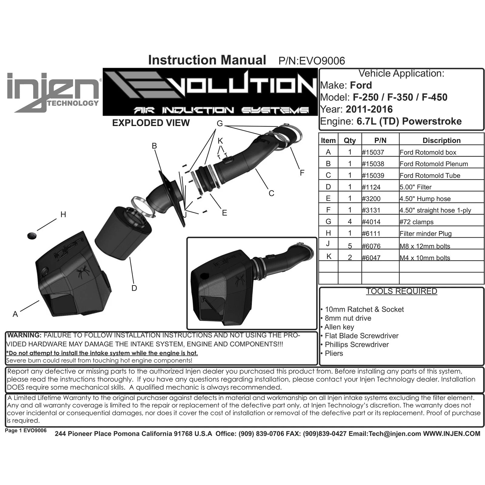 Injen Powerstroke 6.7L Evolution Intake | Ford F-250/F-350 Super Duty (99-16) (EVO9006)