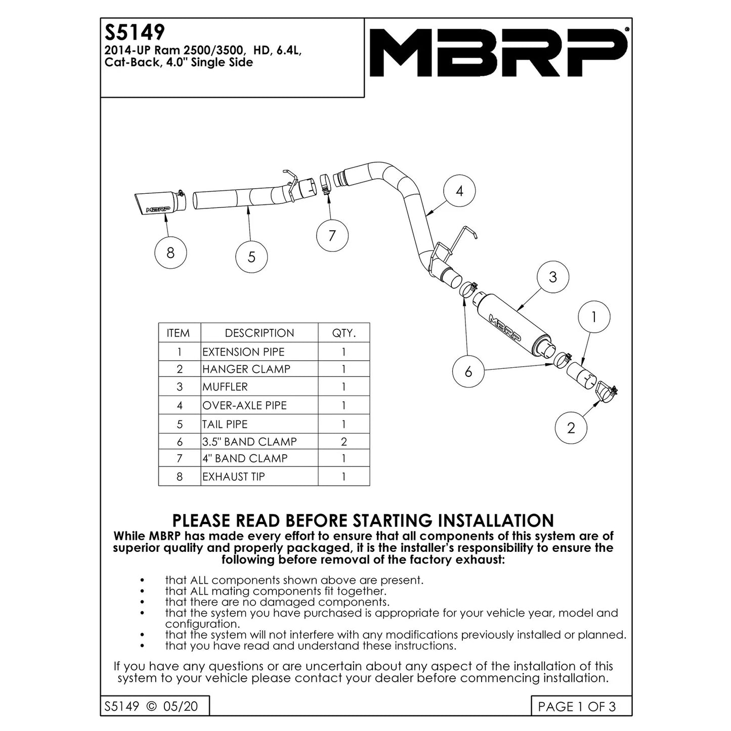 MBRP 4in Pro Series Cat-Back | Ram 2500/3500 14+ 6.4L Hemi (S5149304)