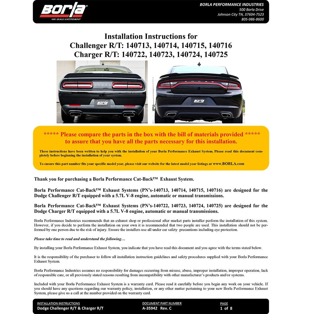 Borla Cat-Back Exhaust System - ATAK | Multiple Fitments (140723)