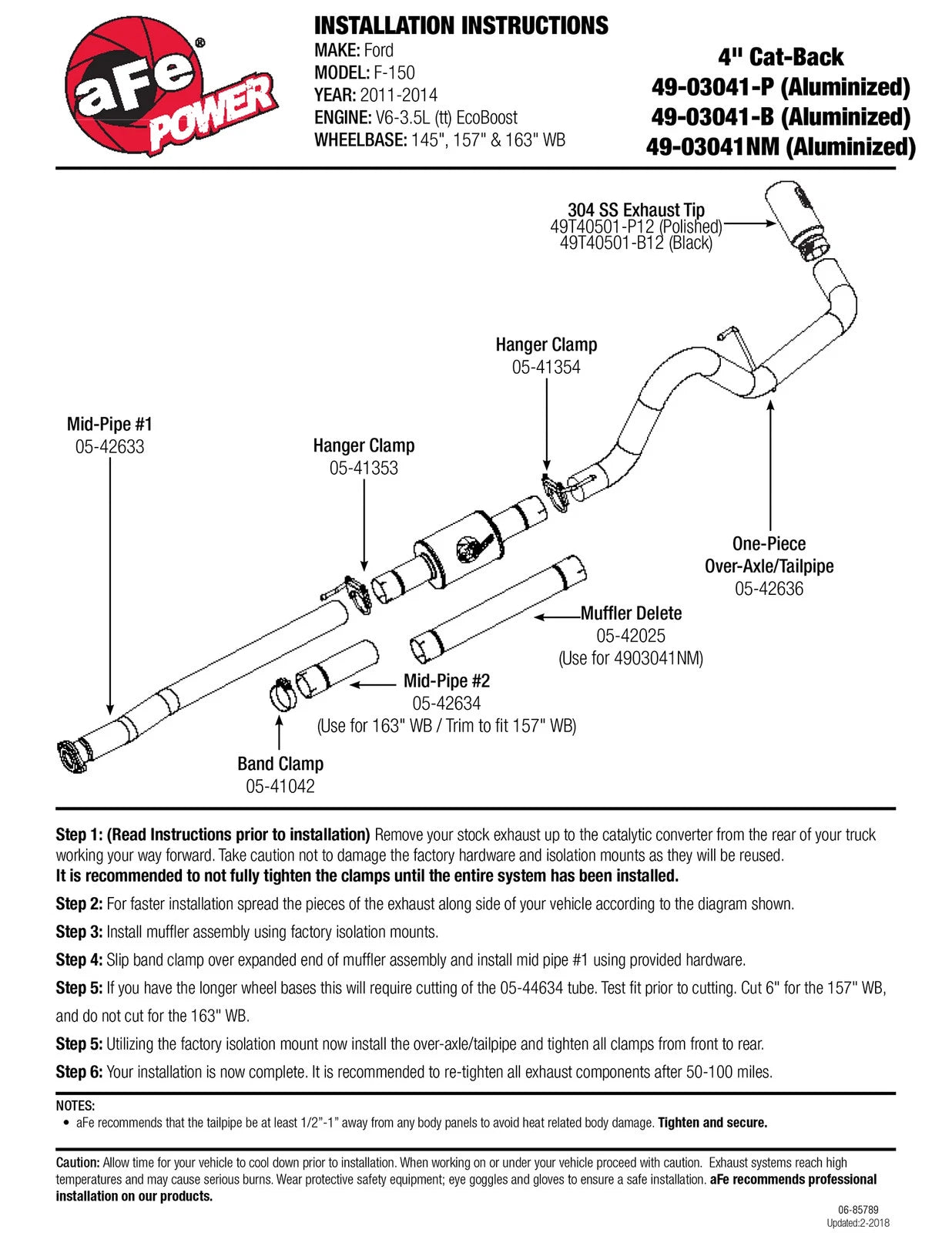 aFe 4in Aluminized Steel Cat-Back Exhaust | Ford F-150 11-14 V6 3.5L (49-03041-B)