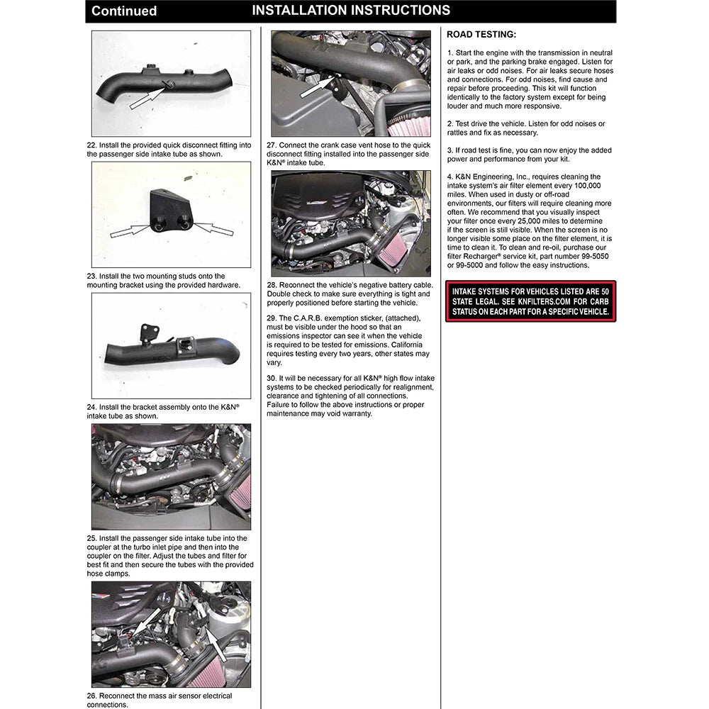 K&N 57-3093 Performance Cold Air Intake Kit for 2016-2017 Cadillac ATS-V 3.6L V6