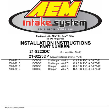AEM Brute Force Intake System | Dodge Charger / Challenger (09-10) (21-8223DC)