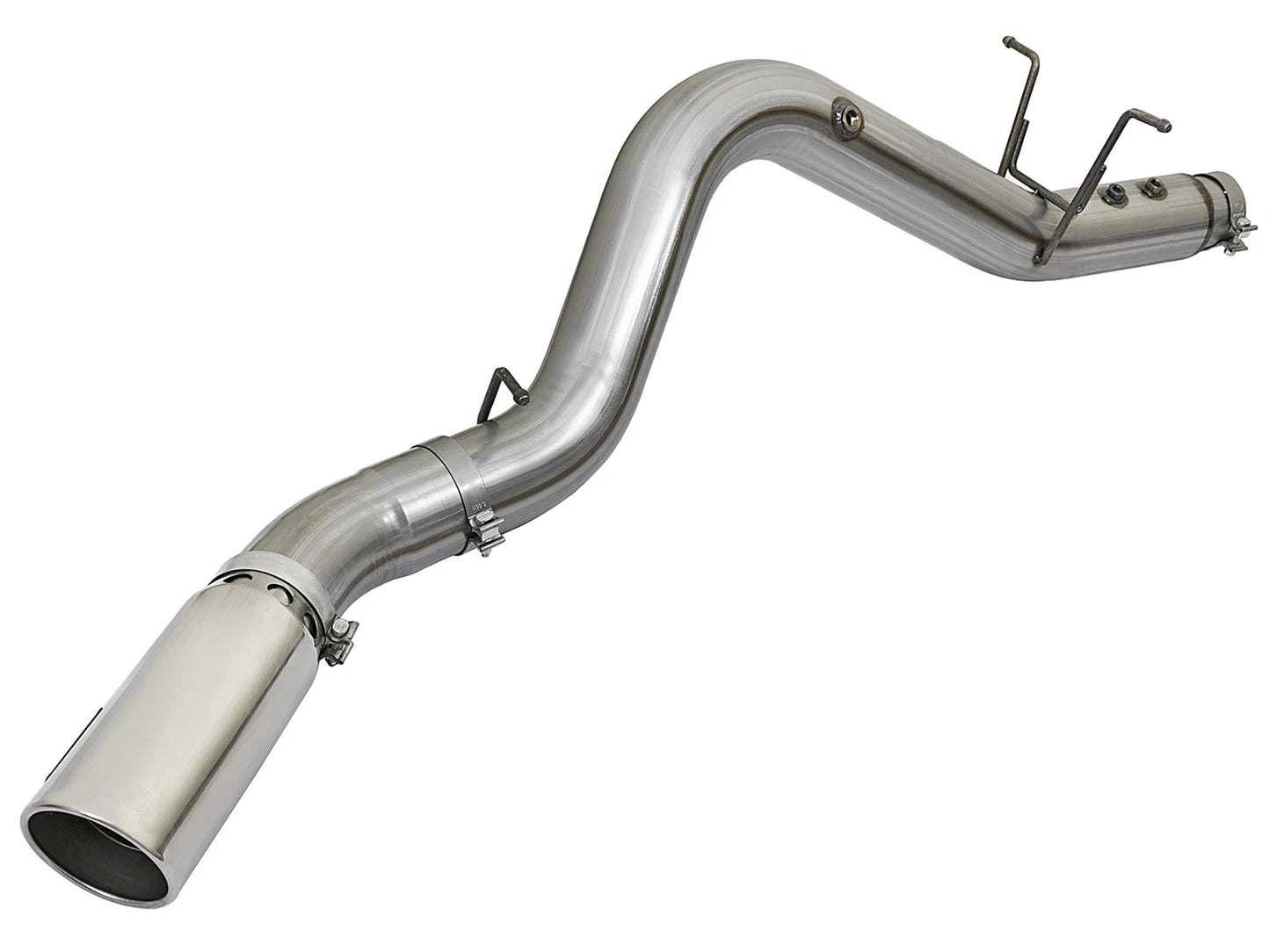 aFe 5in Large Bore HD 409-SS DPF-Back Exhaust w/Polished Tip | GM Duramax V8-6.6L L5P 2017 (49-44085-P)