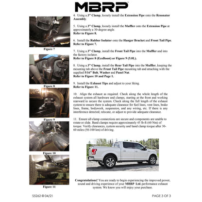 MBRP 3in Cat-Back Pre-Axle Dual Outlet Exhaust w/ 4in OD Tips | Ford F150 (15-20) (S5262AL)