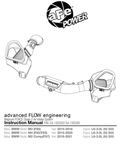 aFe POWER Magnum Force Stage-2 Pro DRY S Cold Air Intake | BMW M3/M4 3.0L (15-19) (54-13032D)