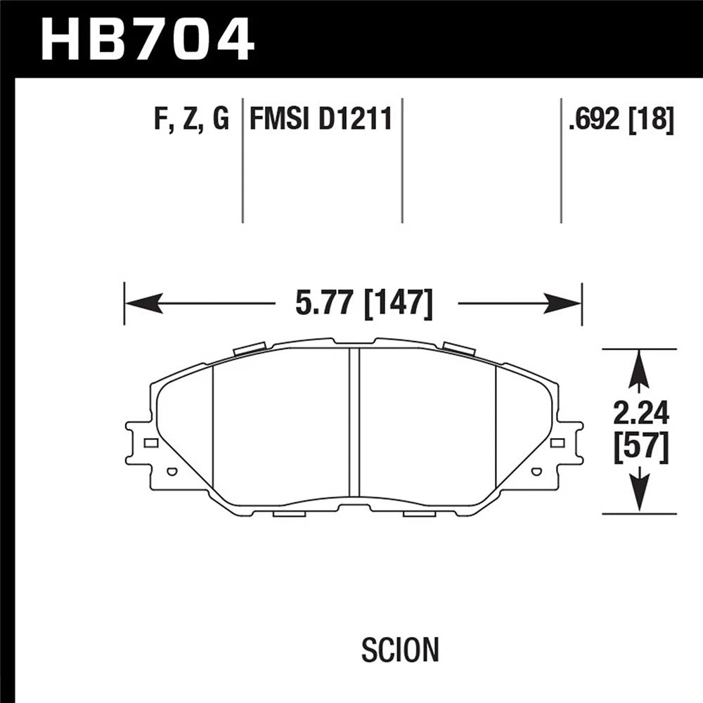 Hawk HB704F.692 HPS Front Street Brake Pads | Pontiac Vibe/ Scion tC (09-12) (HB704F.692)