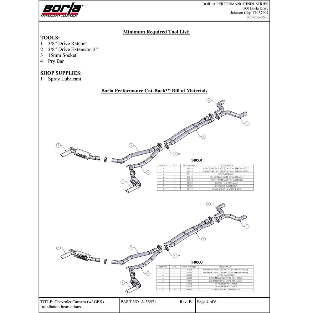 Borla Cat-Back Exhaust System - ATAK | 2010-2013 Chevrolet Camaro 6.2L (140378)