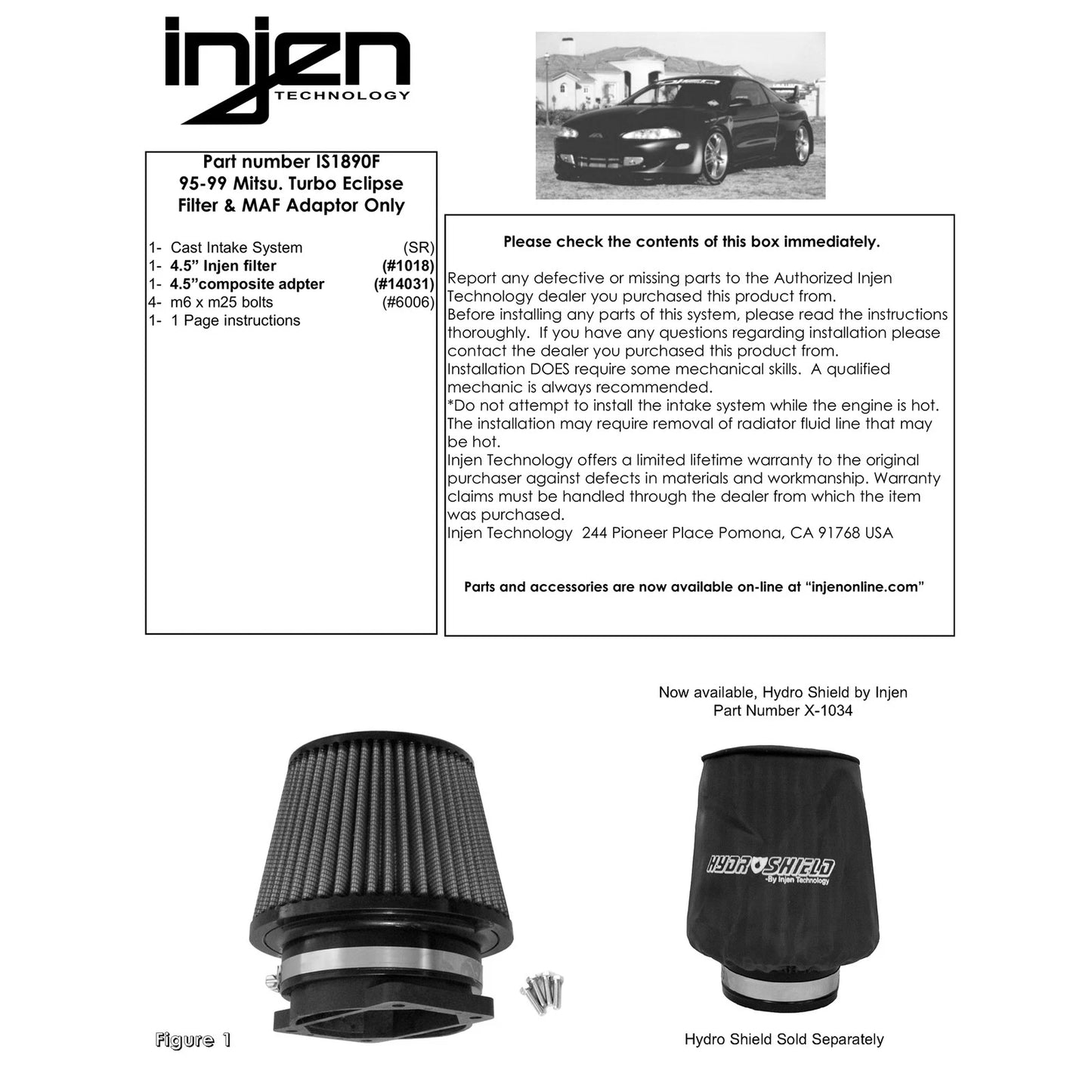 Injen 95-99 Eclipse Turbo Air Filter Adapter Kit | Mitsubishi Eclipse (IS1890F)