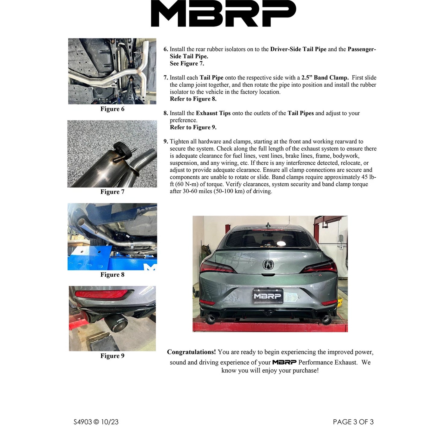 MBRP 3in Cat-Back Exhaust 2.5in Dual Split Rear w/ Burnt End Tips | Honda Civic SI (22-24) (S49033BE)