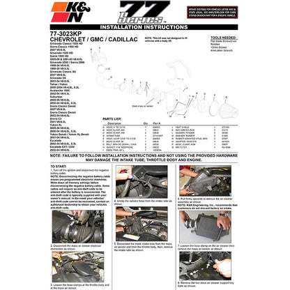 K&N High Flow Performance Kit | Chevrolet Tahoe / Suburban V8-4.8L/5.3L (77-3023KP)