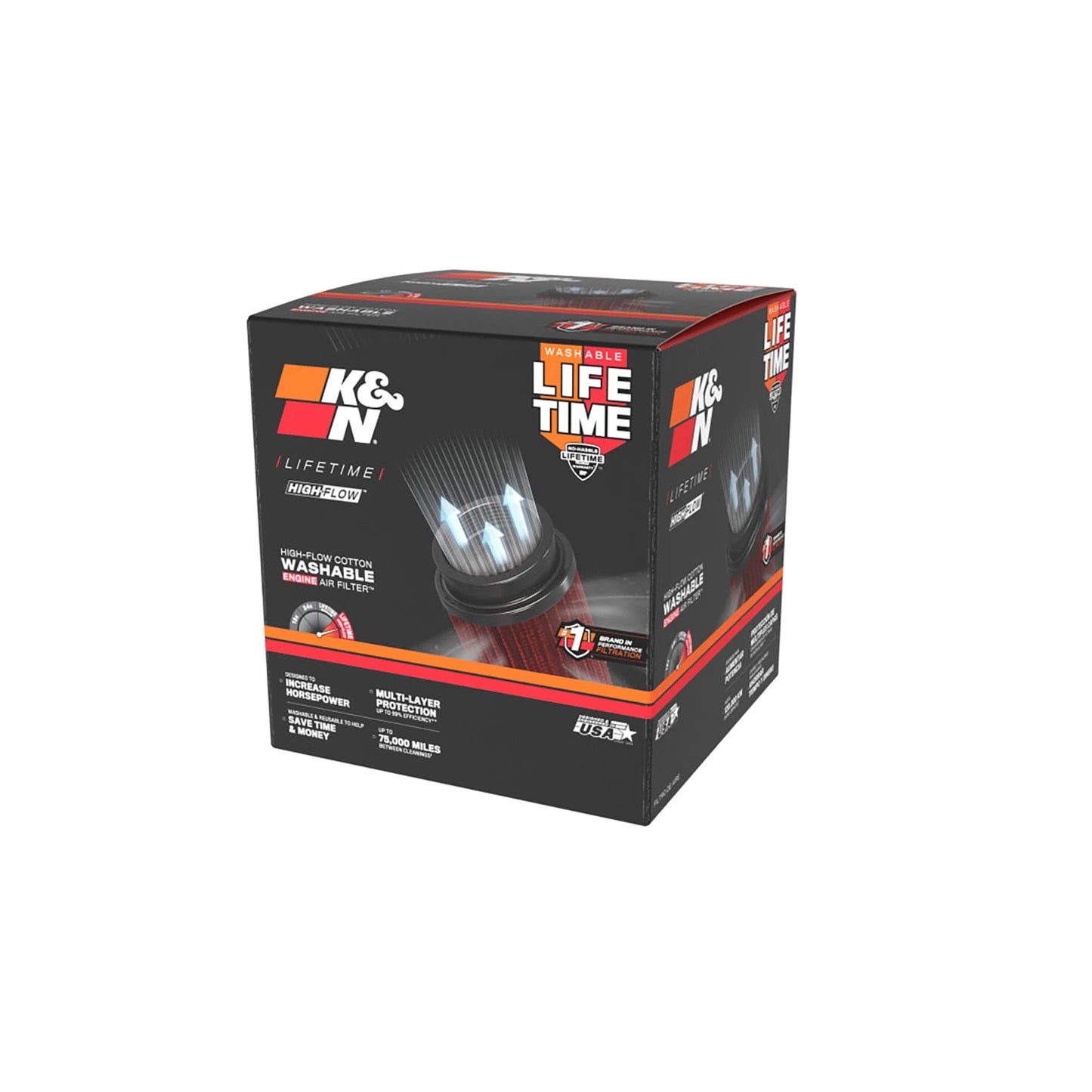 K&N RU-2960XD Universal Round Tapered Performance Washable Air Filter for Intake