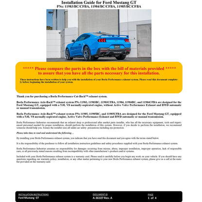 Borla 2.5in S-Type Axle-Back Exhaust | Ford Mustang GT 5.0 (20-26) w/o Active Exhaust (11983)