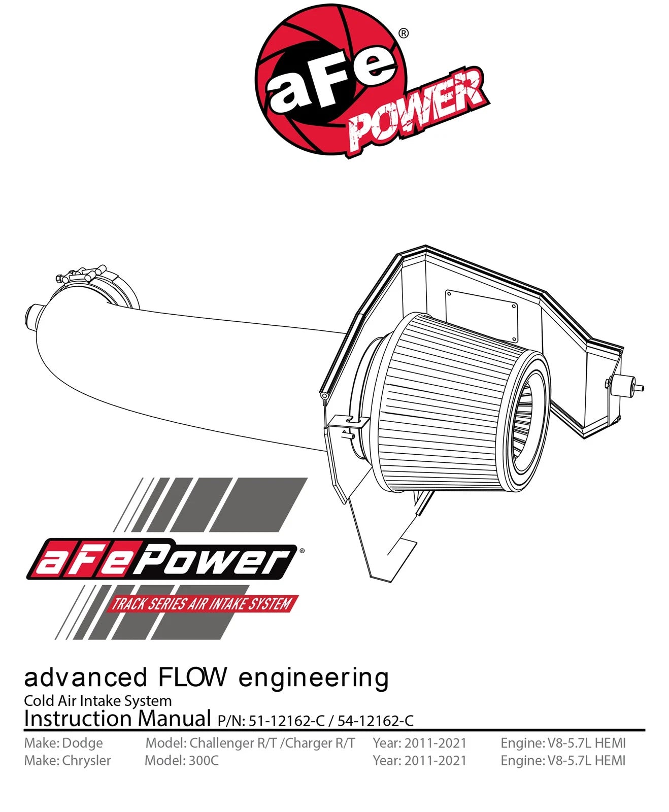 aFe Track Series CF Stage 2 Intake w/ Pro Dry S | Dodge Challenger V8 (11-18) (51-12162-C)