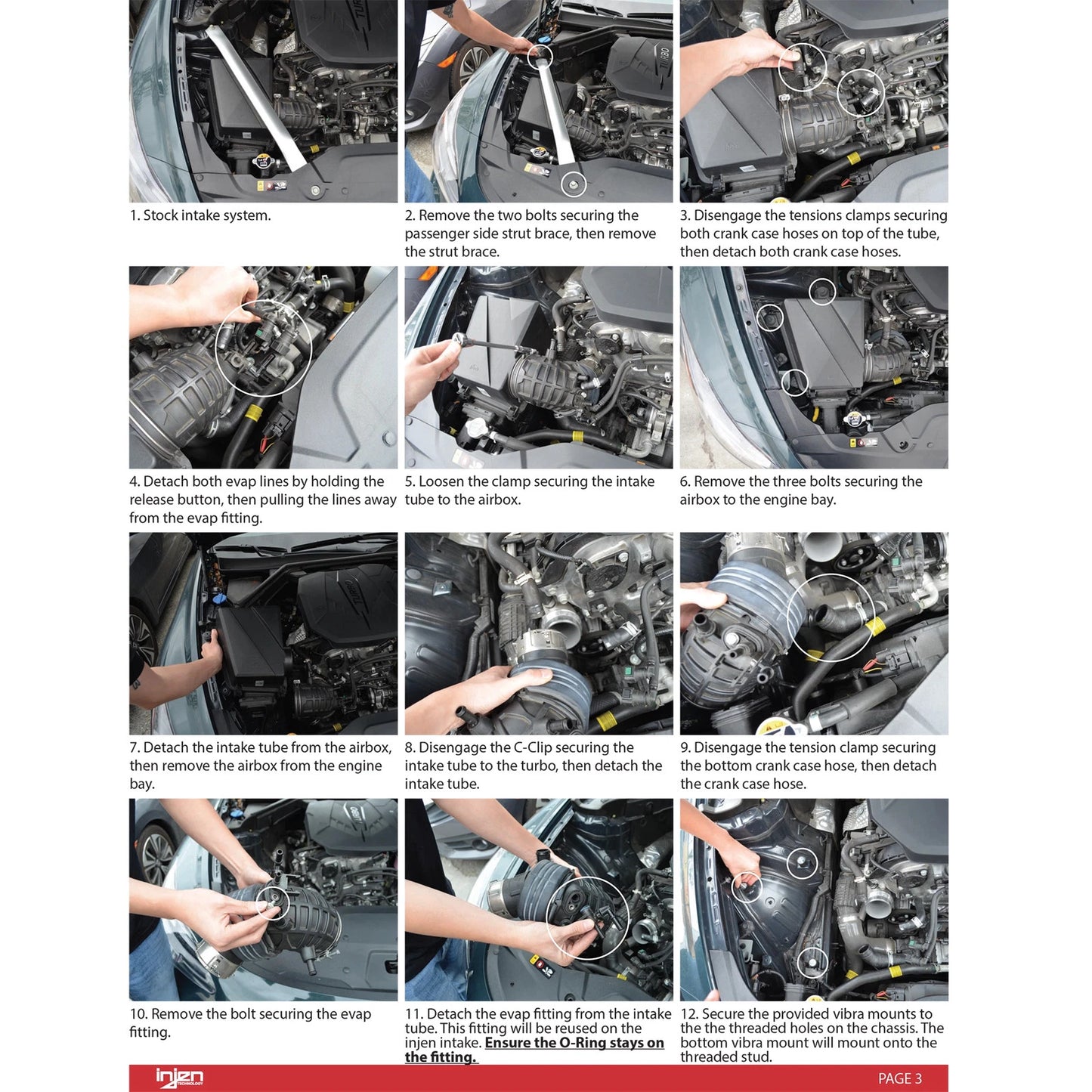 Injen Wrinkle Red Short Ram Tuned Intake System | Kia Stinger 2.5L Turbo (2017-2024) (SP1352WR)