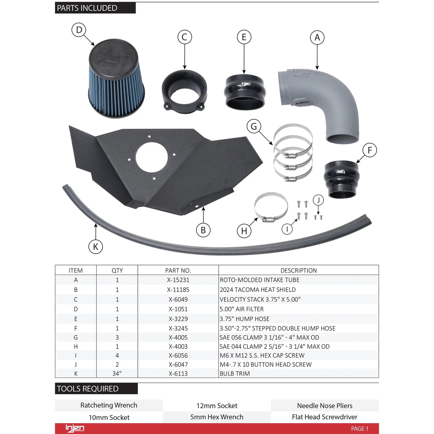 Injen Power-Flow Air Intake System | Toyota Tacoma (24-25) 2.4L Turbo (PF2013RG)