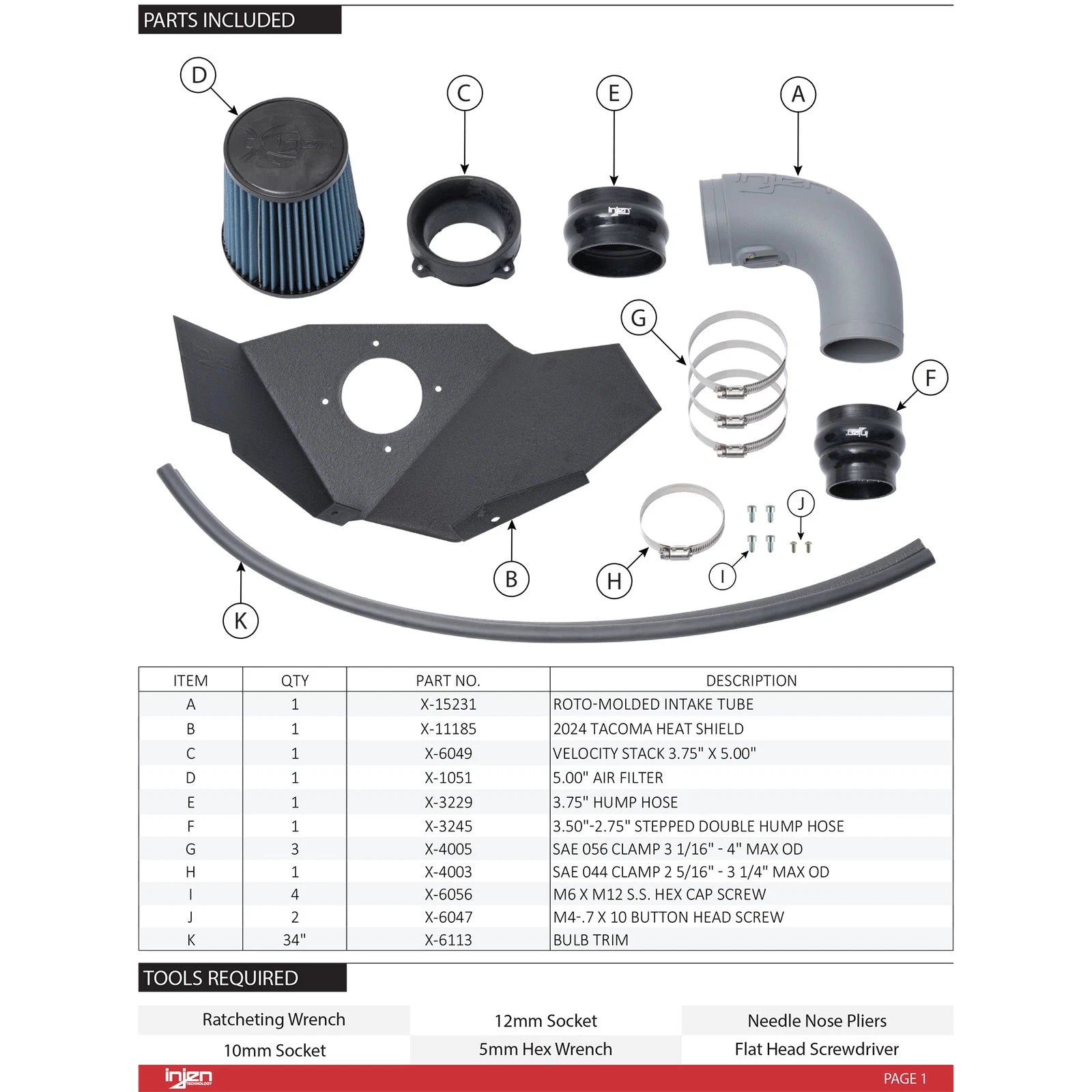 Injen Power-Flow Air Intake System | Toyota Tacoma (24-25) 2.4L Turbo (PF2013RG)