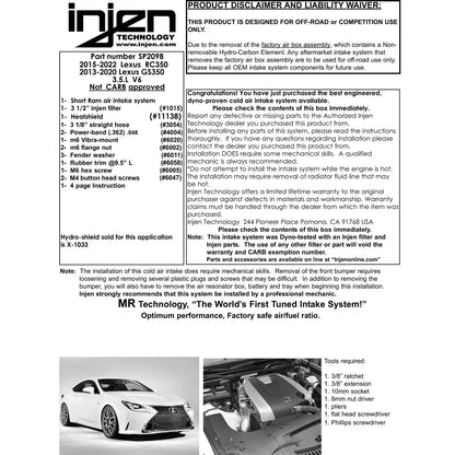 Injen 15-20 Lexus RC350 3.5L V6 Polished Cold Air Intake | Lexus RC350 (14-26) (SP2098P)