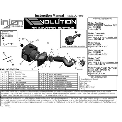 Injen Evolution Air Intake | Cadillac Escalade (15-19) (EVO7103)