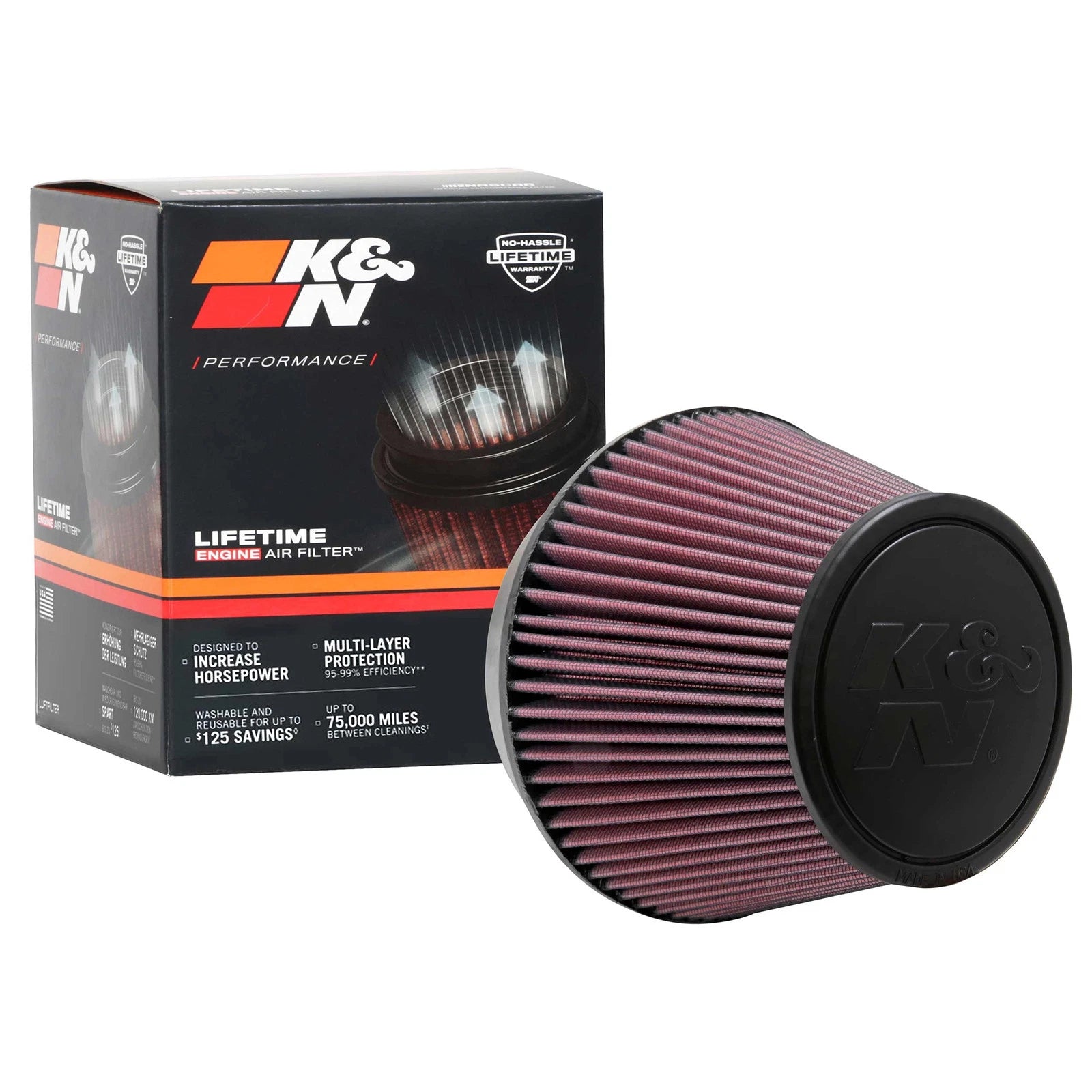 K&N RU-2960 Universal Round Tapered Performance Washable Air Filter for Intake
