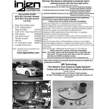 Injen IS Series Short Ram Cold Air Intake | 2011-2017 Hyundai Veloster (IS1340BLK)
