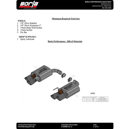 Borla Axle-Back Exhaust System - S-Type | 2018-2021 Ford Mustang 5.0L (11951)